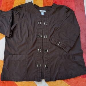 CJ Banks Brown Women's Jacket Blazer 1X